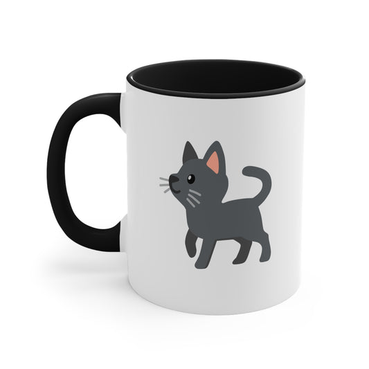 Black Cat Emoji Accent Mug