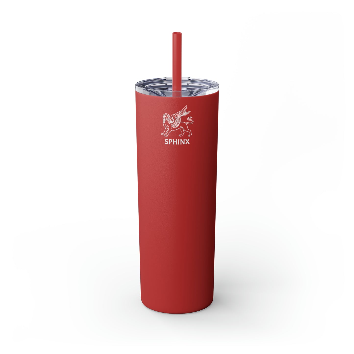 Sphinx White Logo Skinny Tumbler with Straw, 20oz