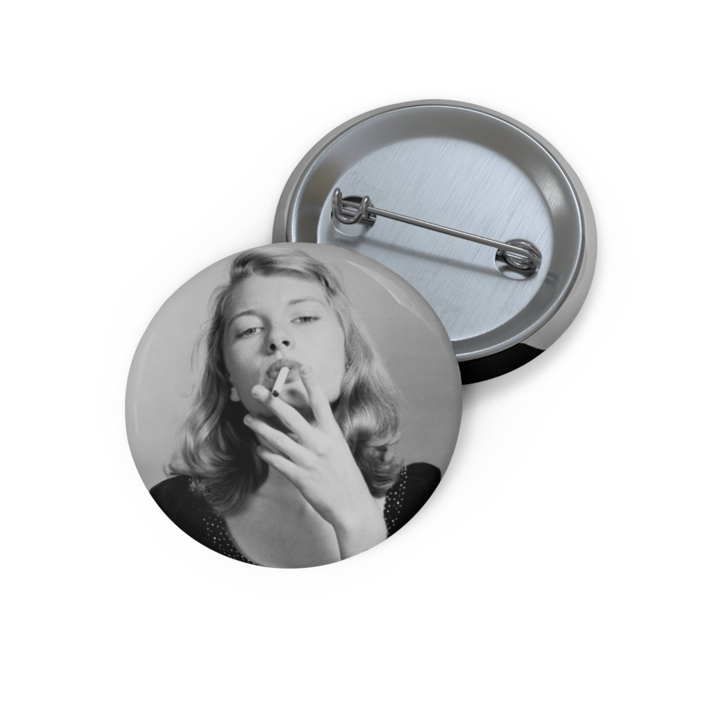 Girl Smoking A Cigarette Pin Button