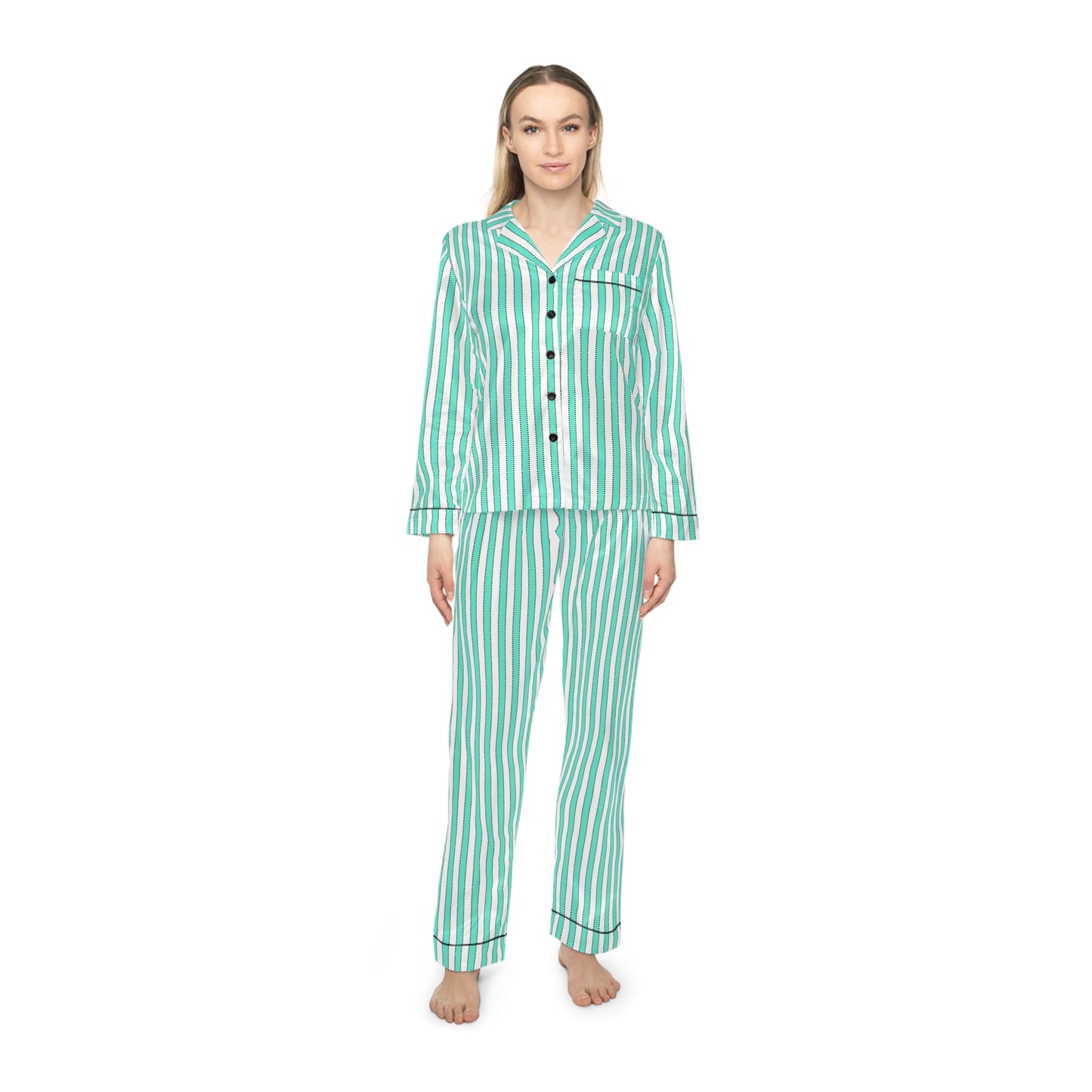 Marie Antoinette Blue Stripe Satin Pajamas