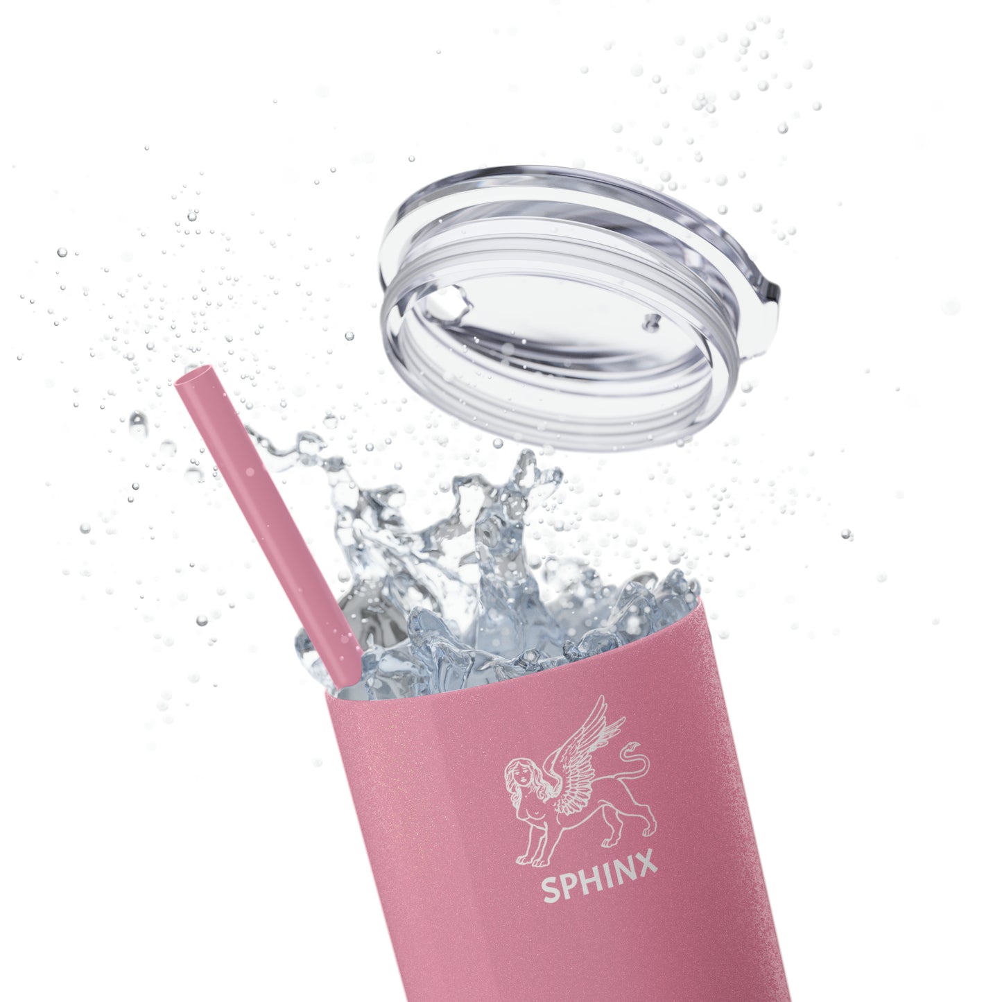 Sphinx White Logo Skinny Tumbler with Straw, 20oz