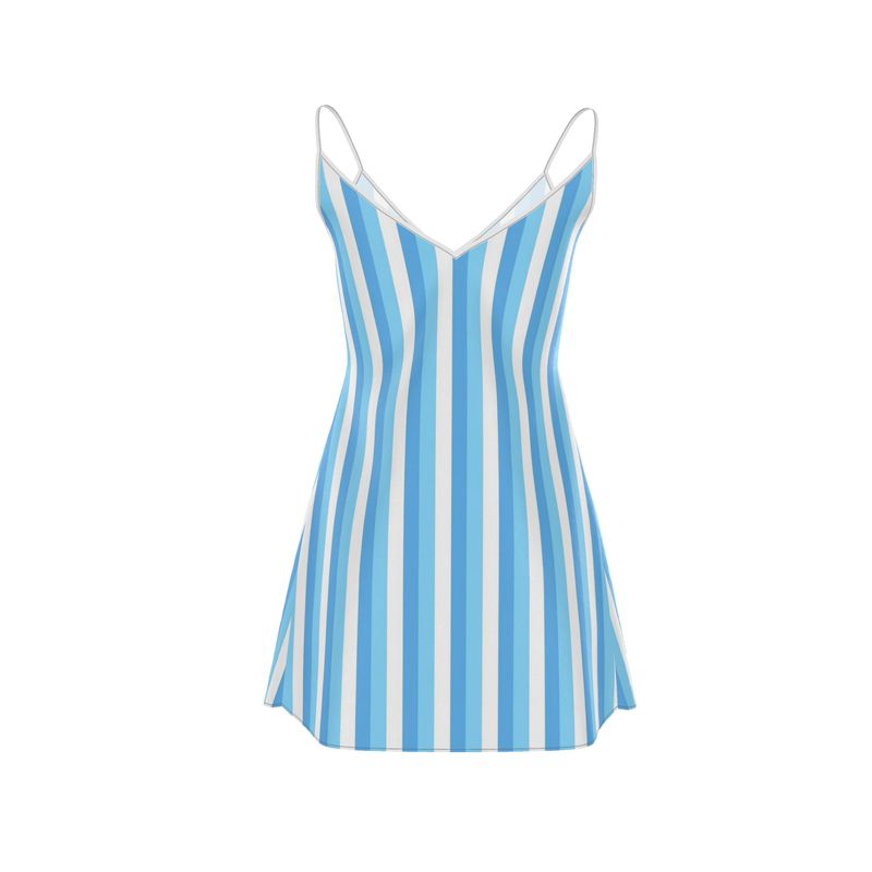 Penelope Blue Stripe Mini Slip Dress