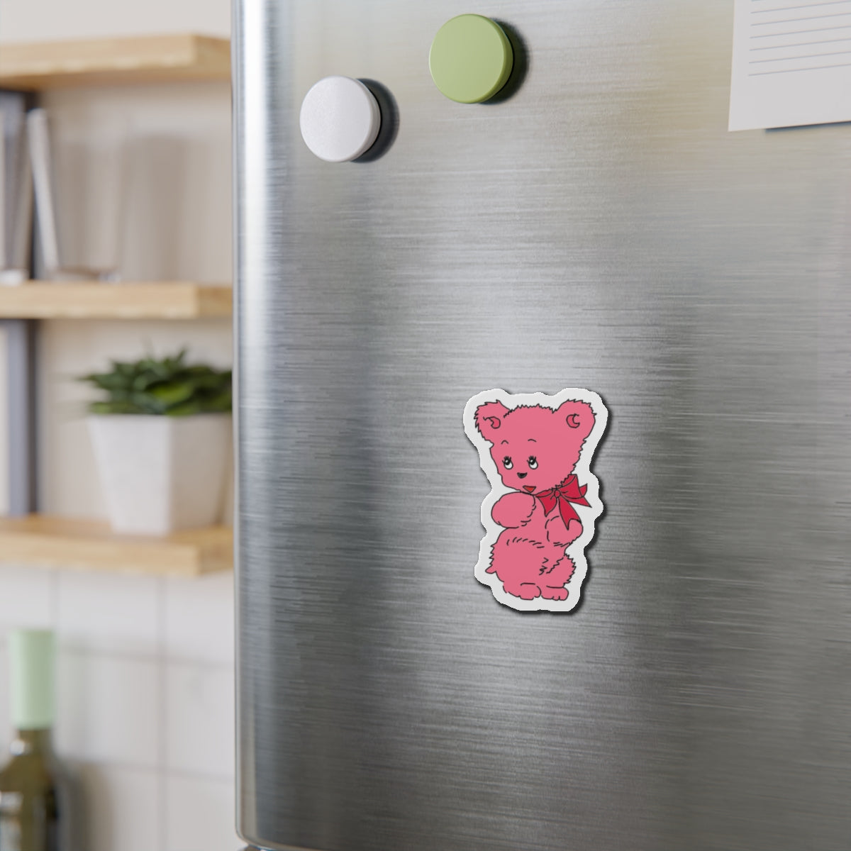 Pink Bear Die-Cut Magnets