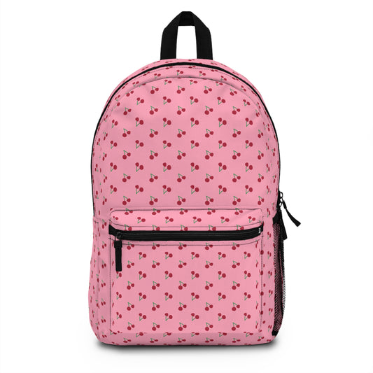 Pink Cherry Print Backpack