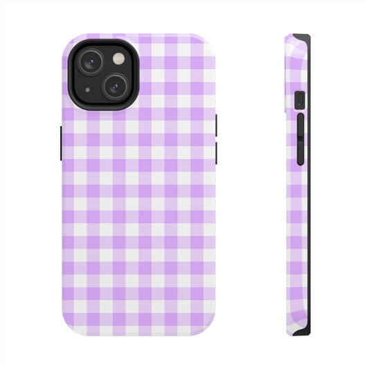 Lavender Gingham Tough Phone Case