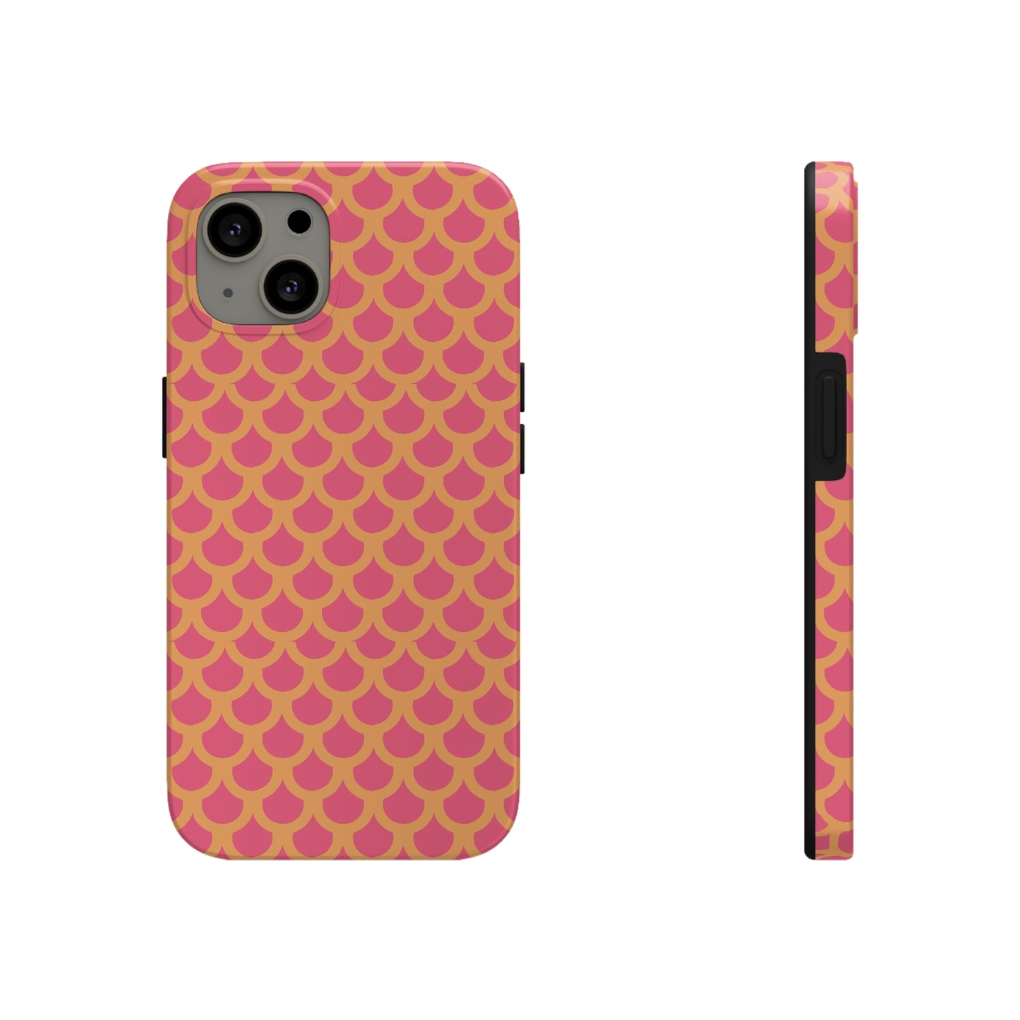 Pink and Orange Mermaid Scale Print Tough Phone Case