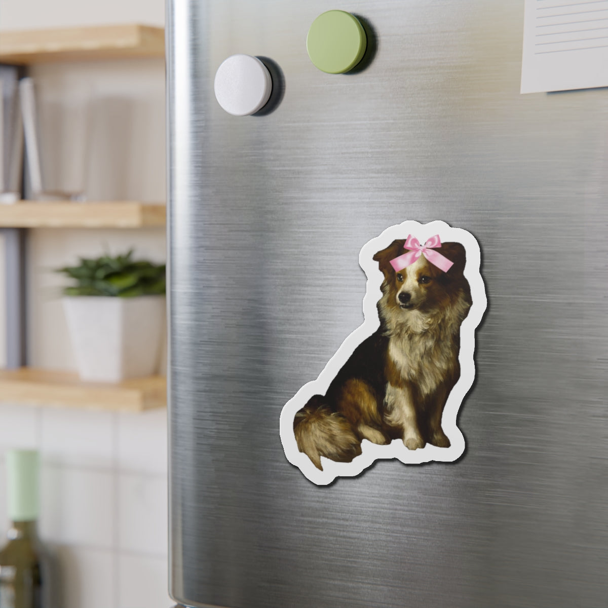 Dog with Bow Die-Cut Magnets