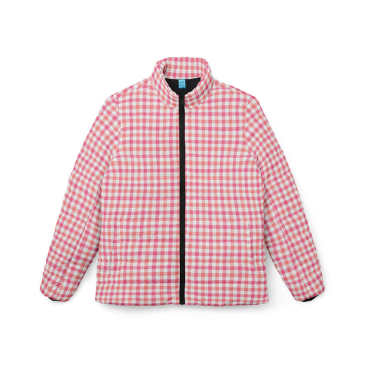 Pink Houndstooth Quilted Coat