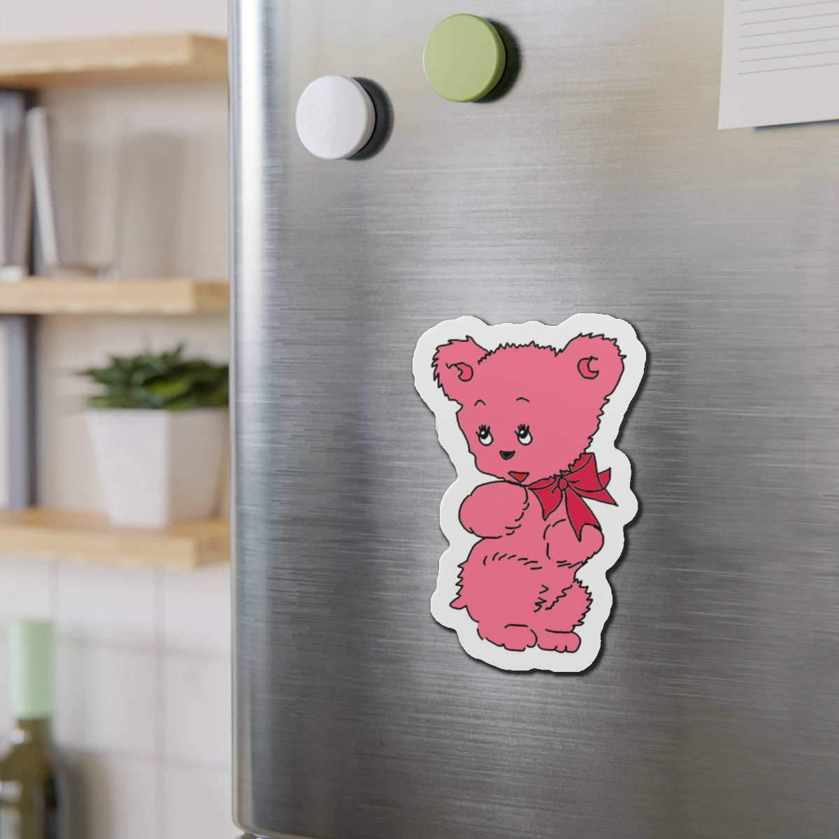 Pink Bear Die-Cut Magnets