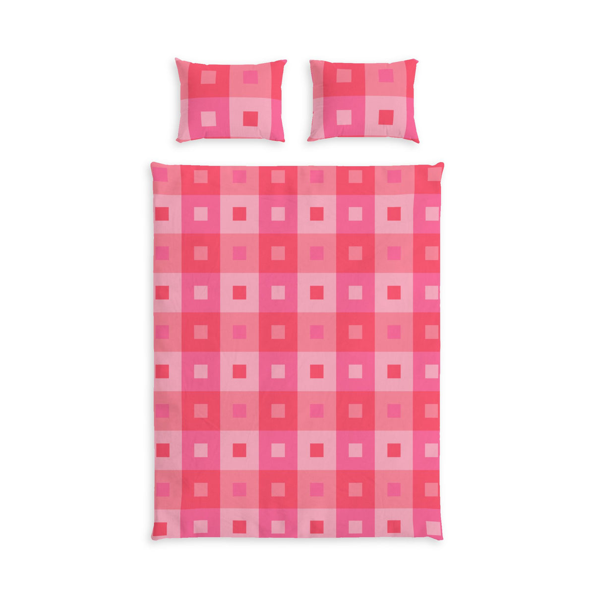 Pink Rectangles Cotton Bed Set