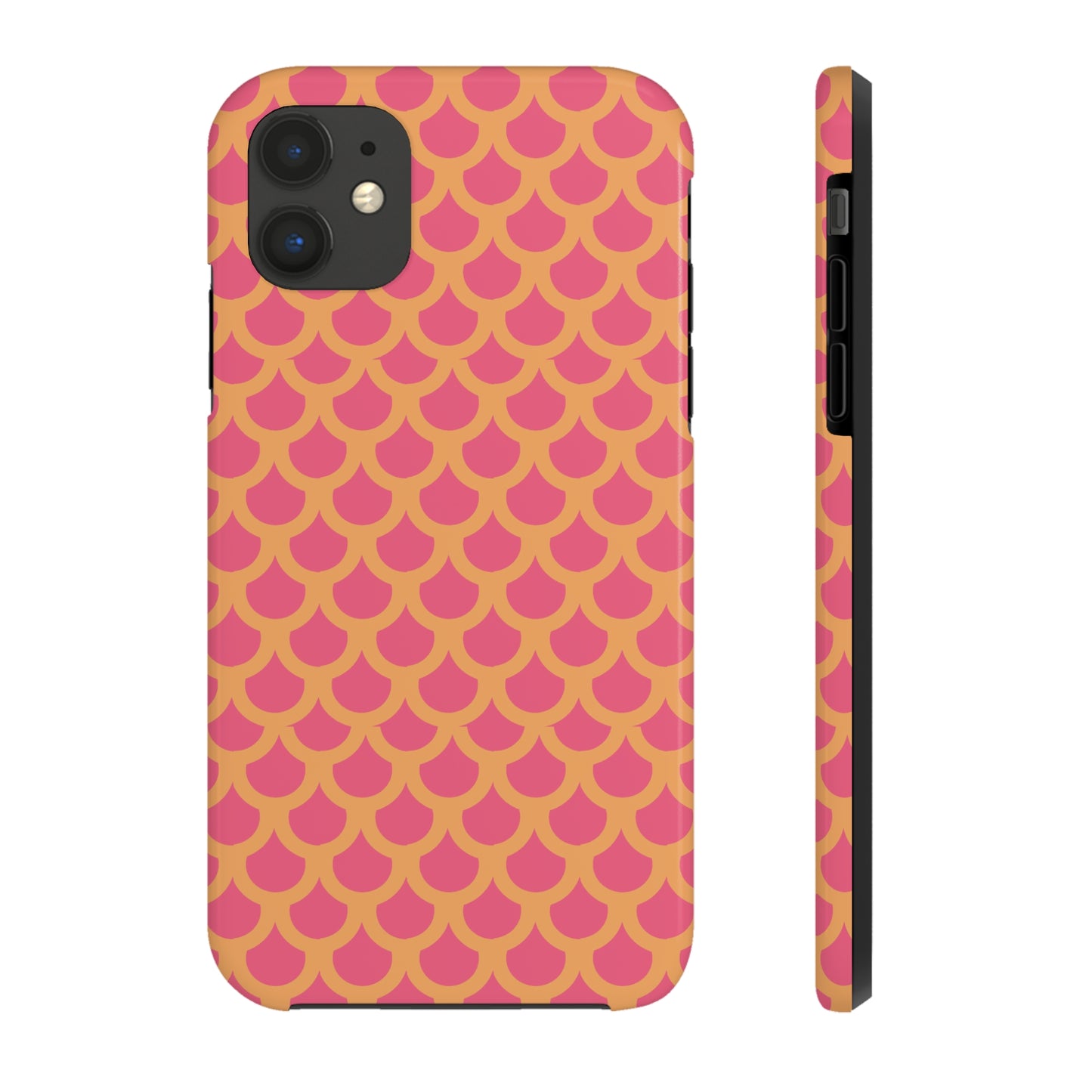 Pink and Orange Mermaid Scale Print Tough Phone Case