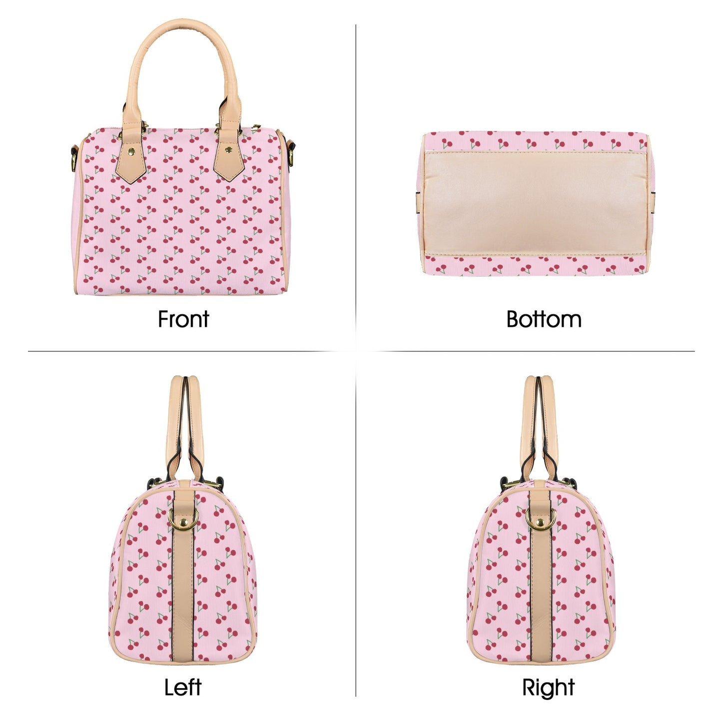 Pink Cherry Print Handbag