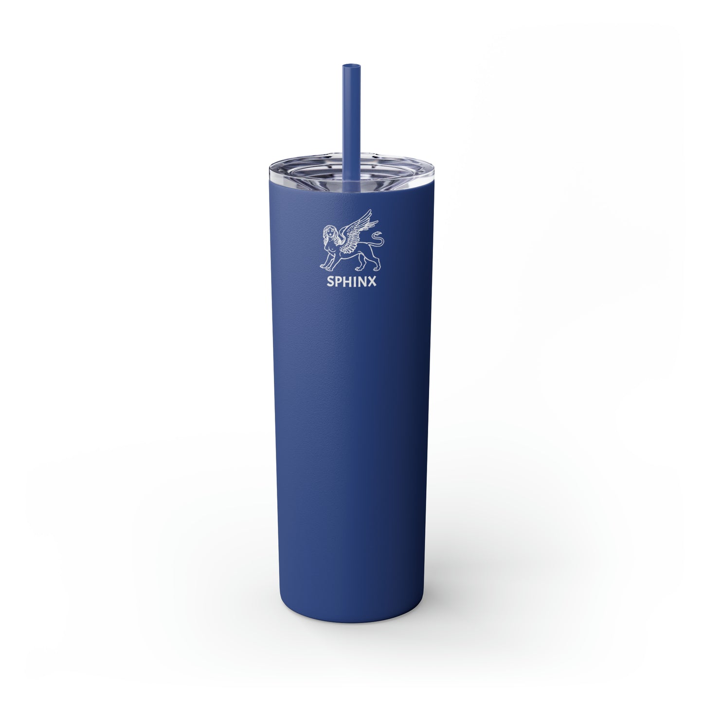 Sphinx White Logo Skinny Tumbler with Straw, 20oz