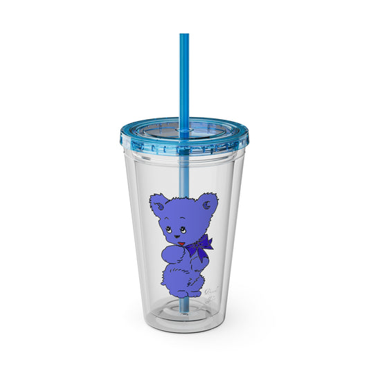 Blue Bear Tumbler with Straw, 16oz