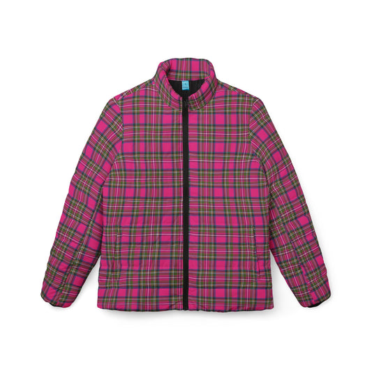 Pink and Green Plaid Quilted Coat