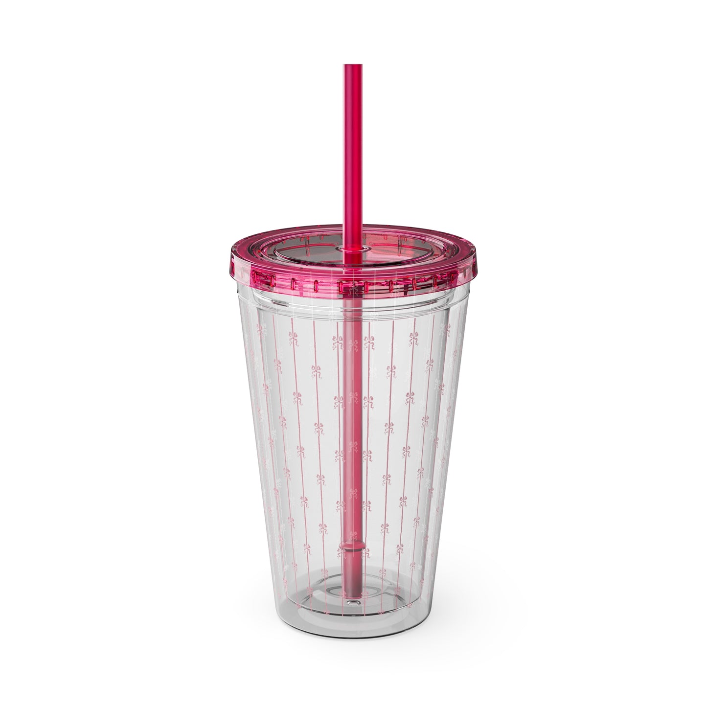 Pink Bows and Stripes Tumbler with Straw, 16oz