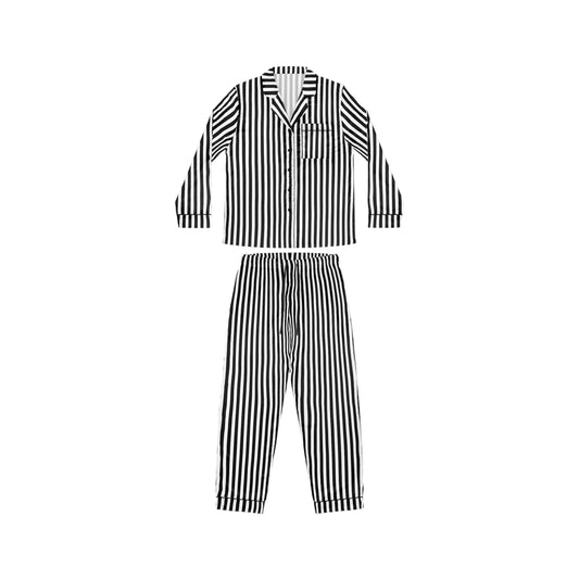 Black and White Stripe Satin Pajamas