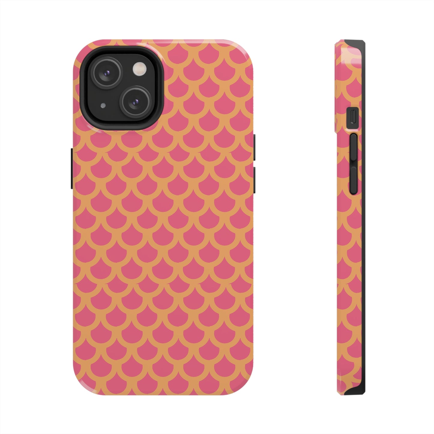 Pink and Orange Mermaid Scale Print Tough Phone Case