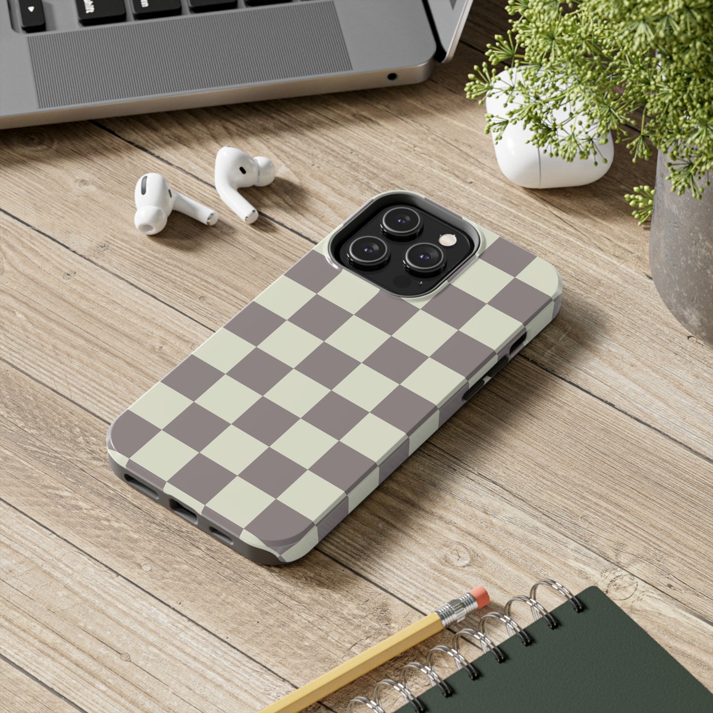 Checkerboard Tough Phone Case in Light