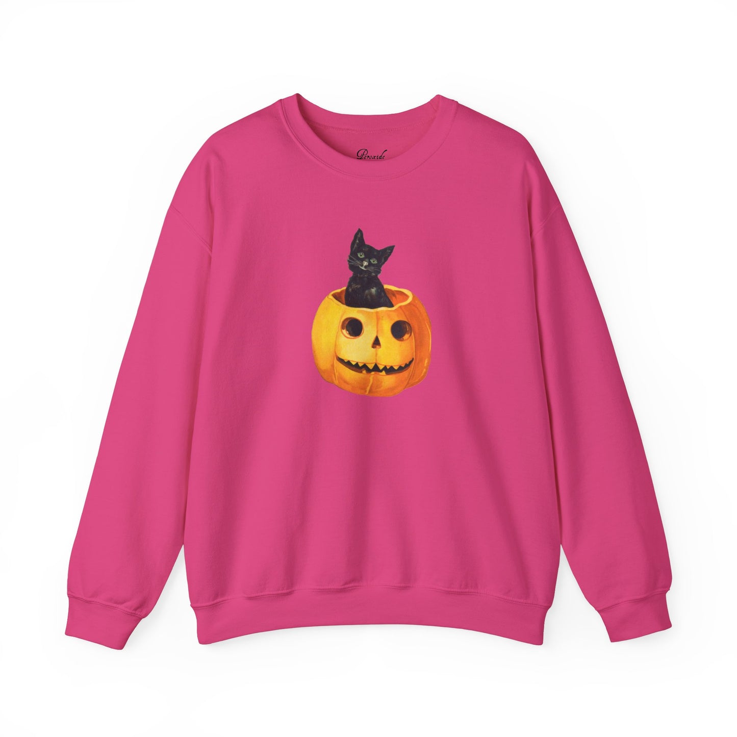 Black Cat in Jack O'Lantern Sweatshirt