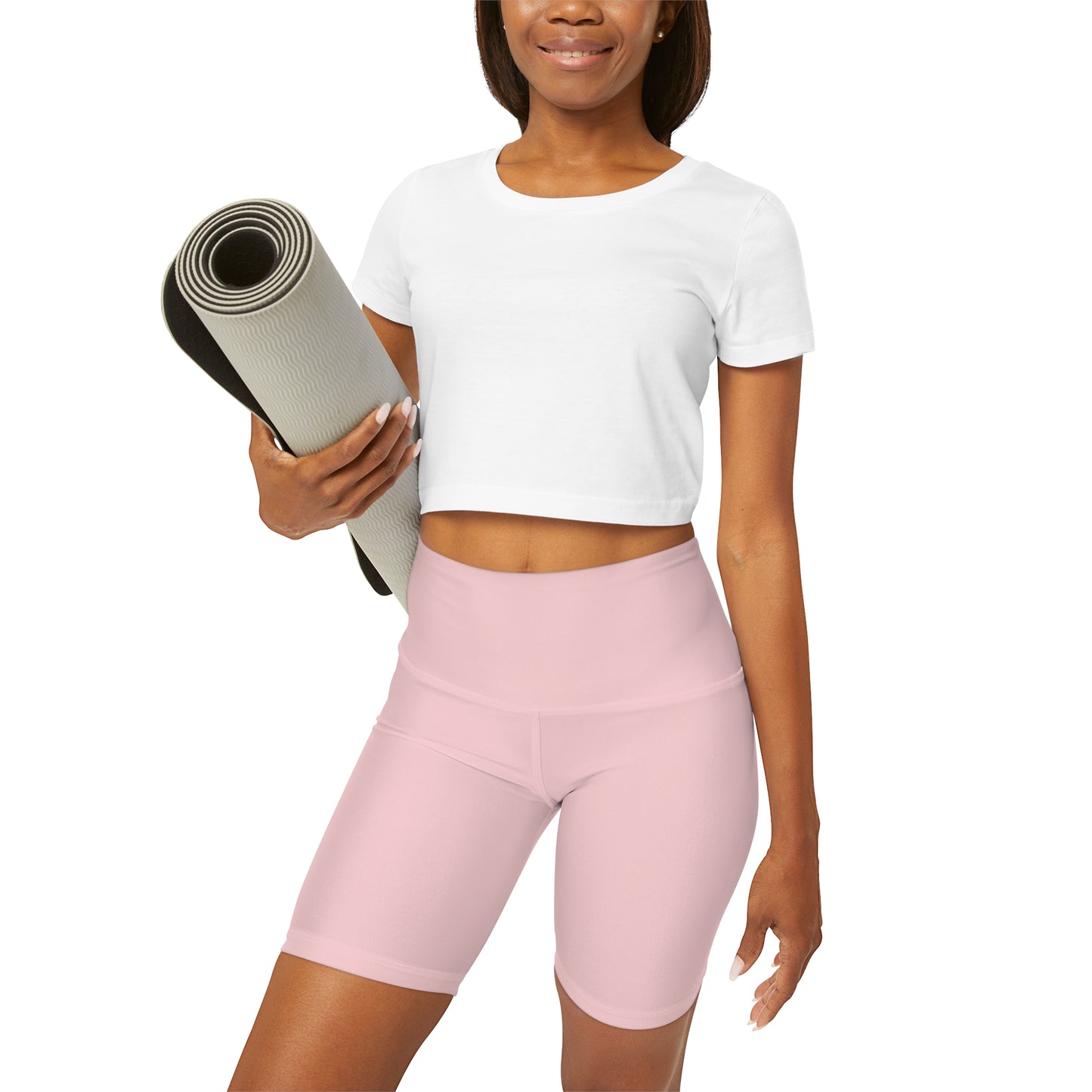 Blush Pink High Waisted Yoga Shorts