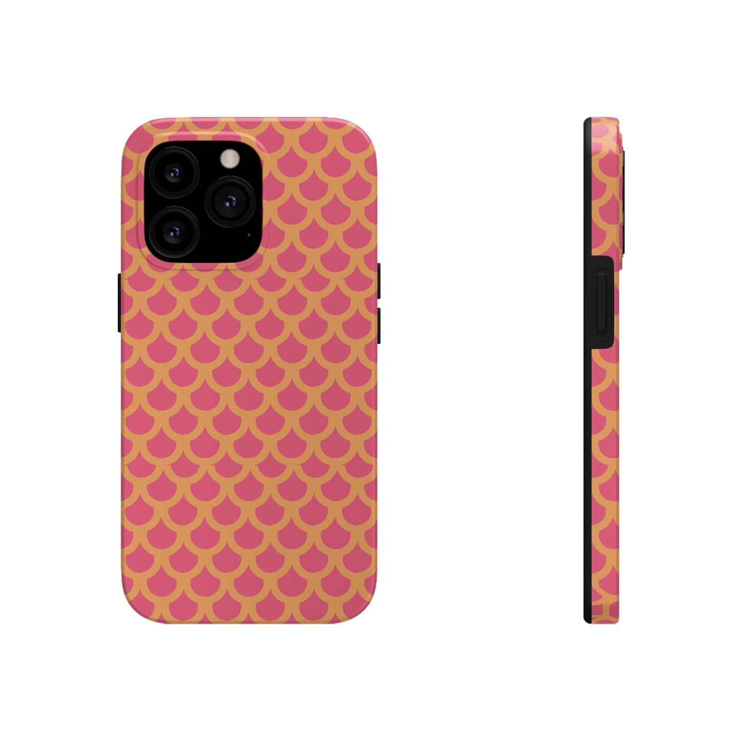 Pink and Orange Mermaid Scale Print Tough Phone Case