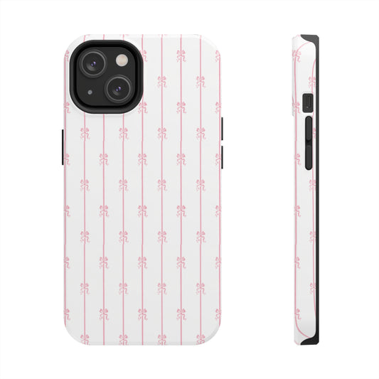 Pink Bows and Stripes Tough Phone Case