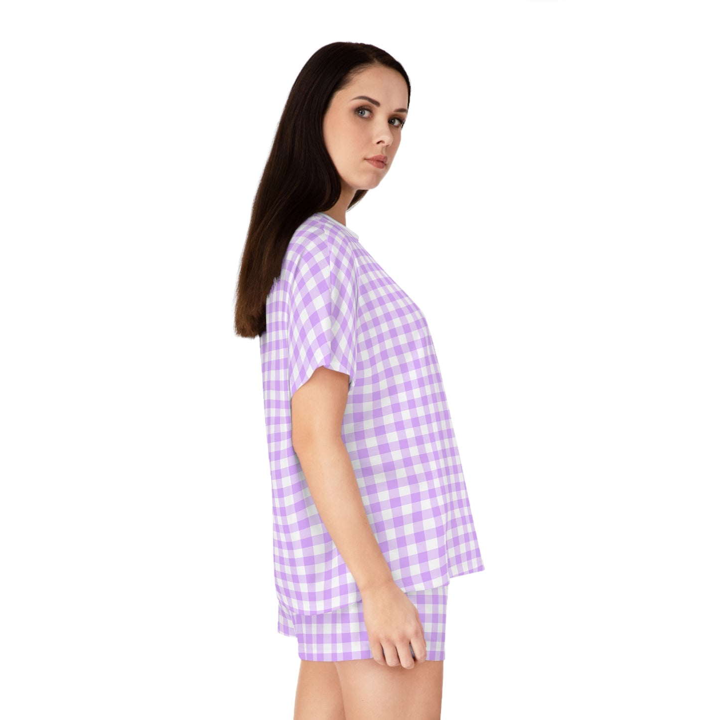 Lavender Gingham Short Pajama Set