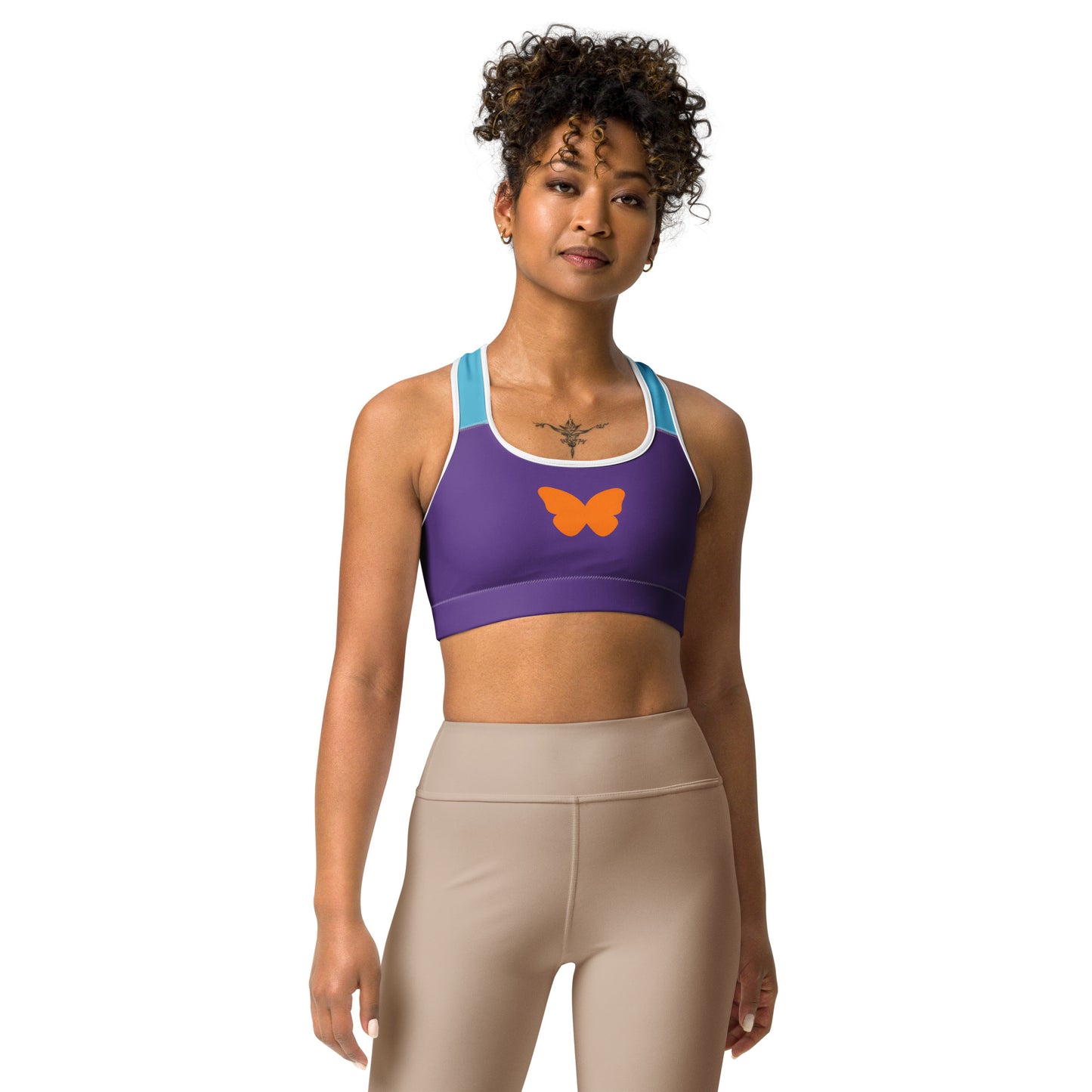 Orange Butterfly Sports Bra