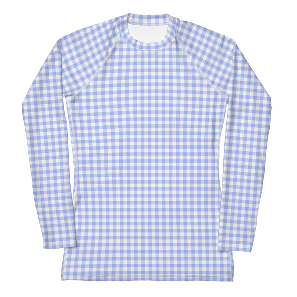 Blue Gingham Rash Guard Shirt