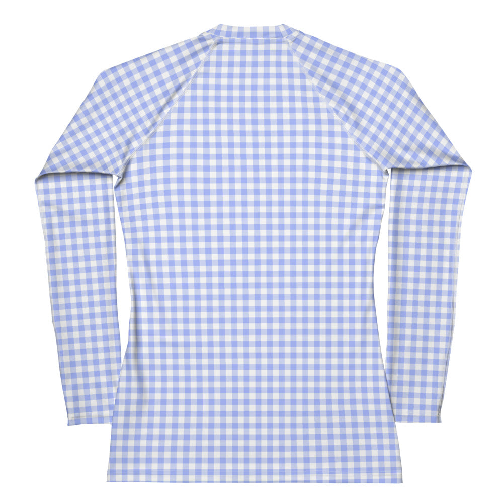 Blue Gingham Rash Guard Shirt