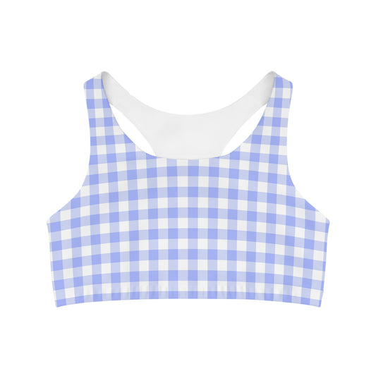 Blue Gingham Sports Bra