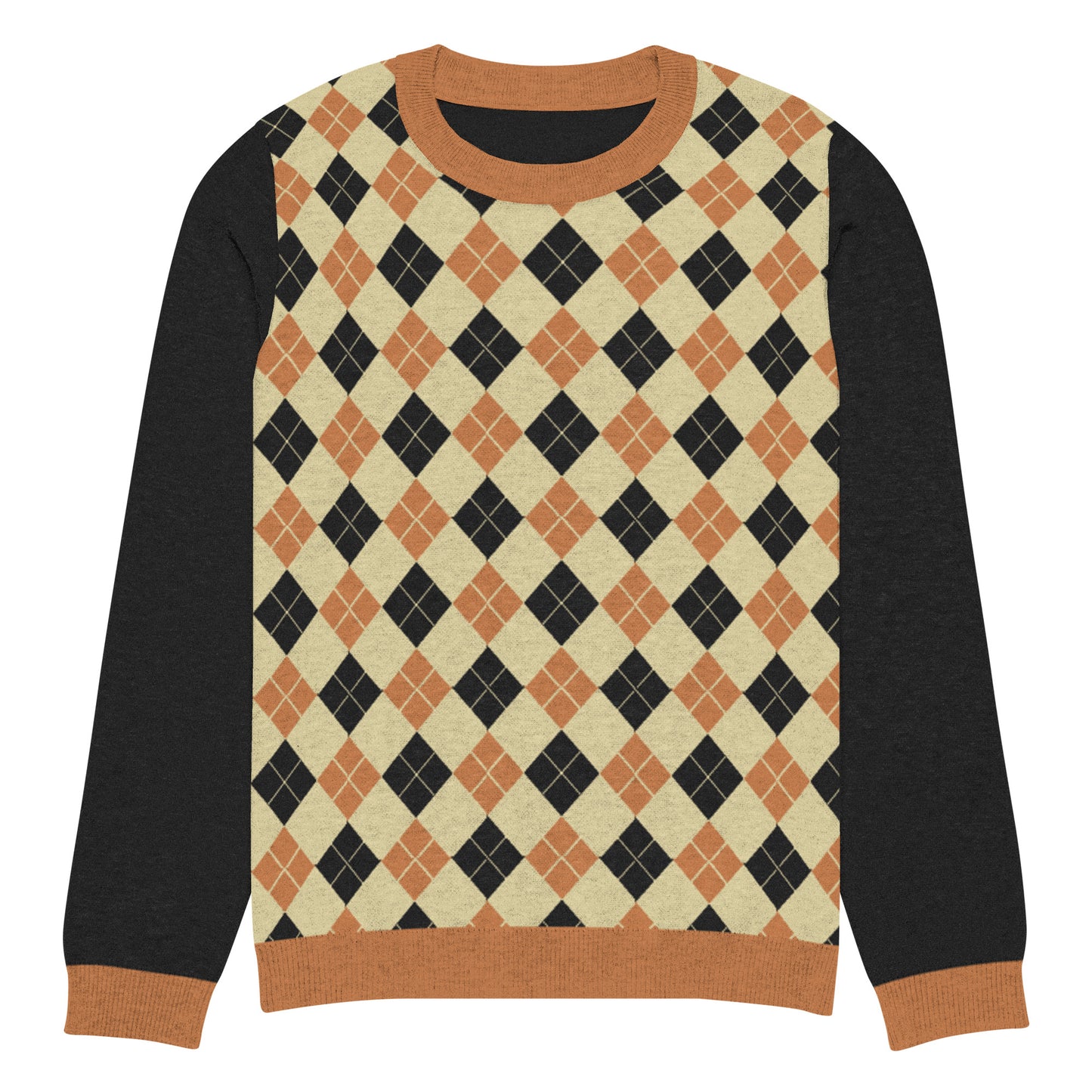 Black and Orange Argyle Sweater