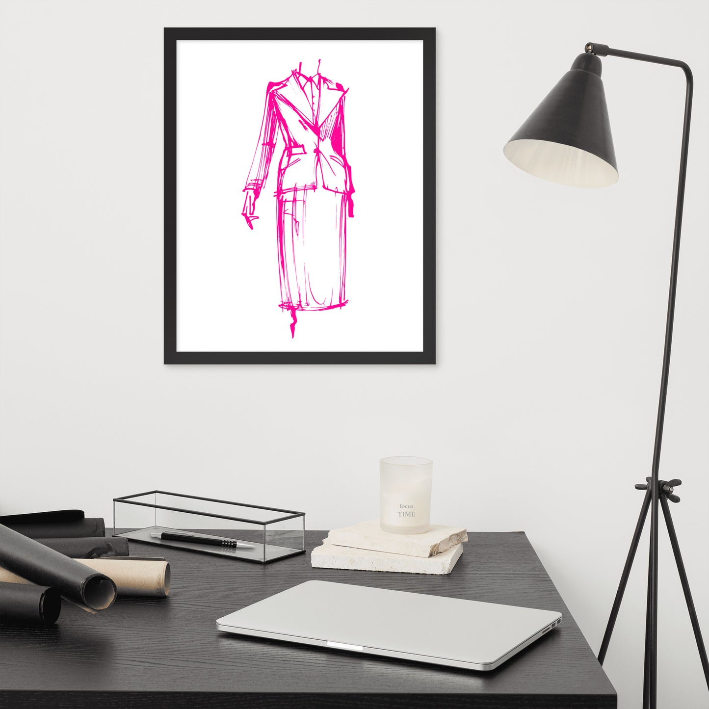 Pink Blazer and Skirt Suit Fashion Sketch