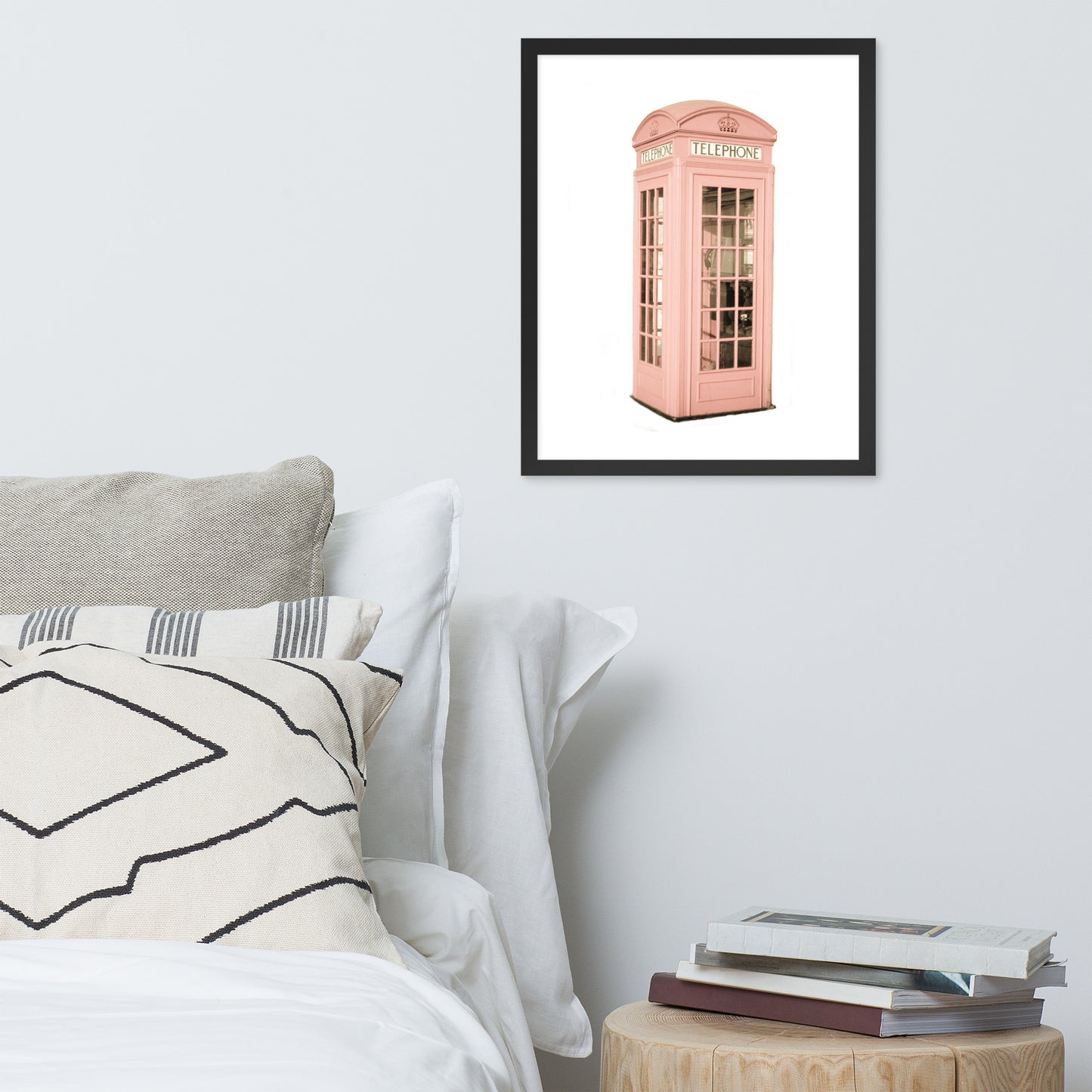 Pink Telephone Booth Framed Print