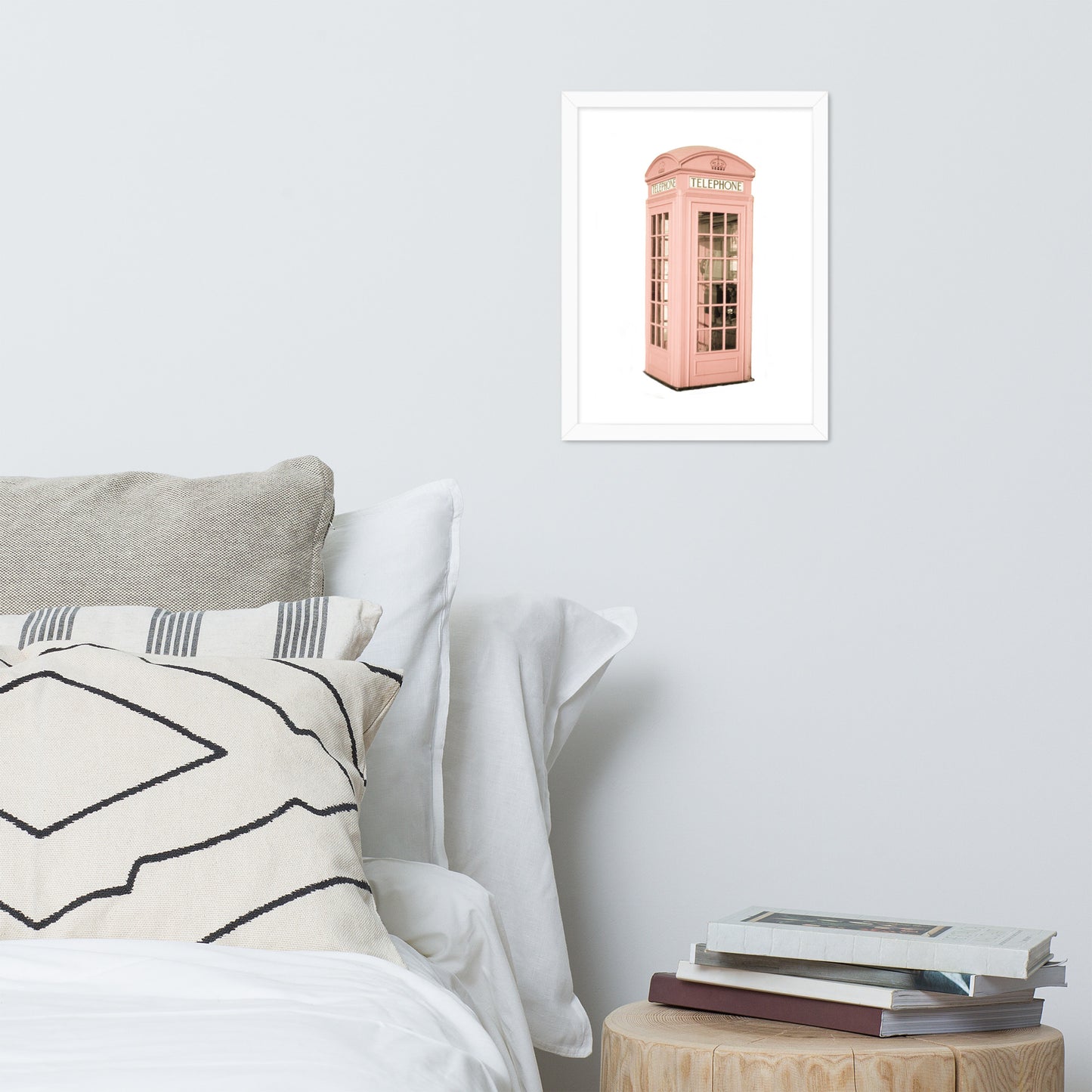 Pink Telephone Booth Framed Print