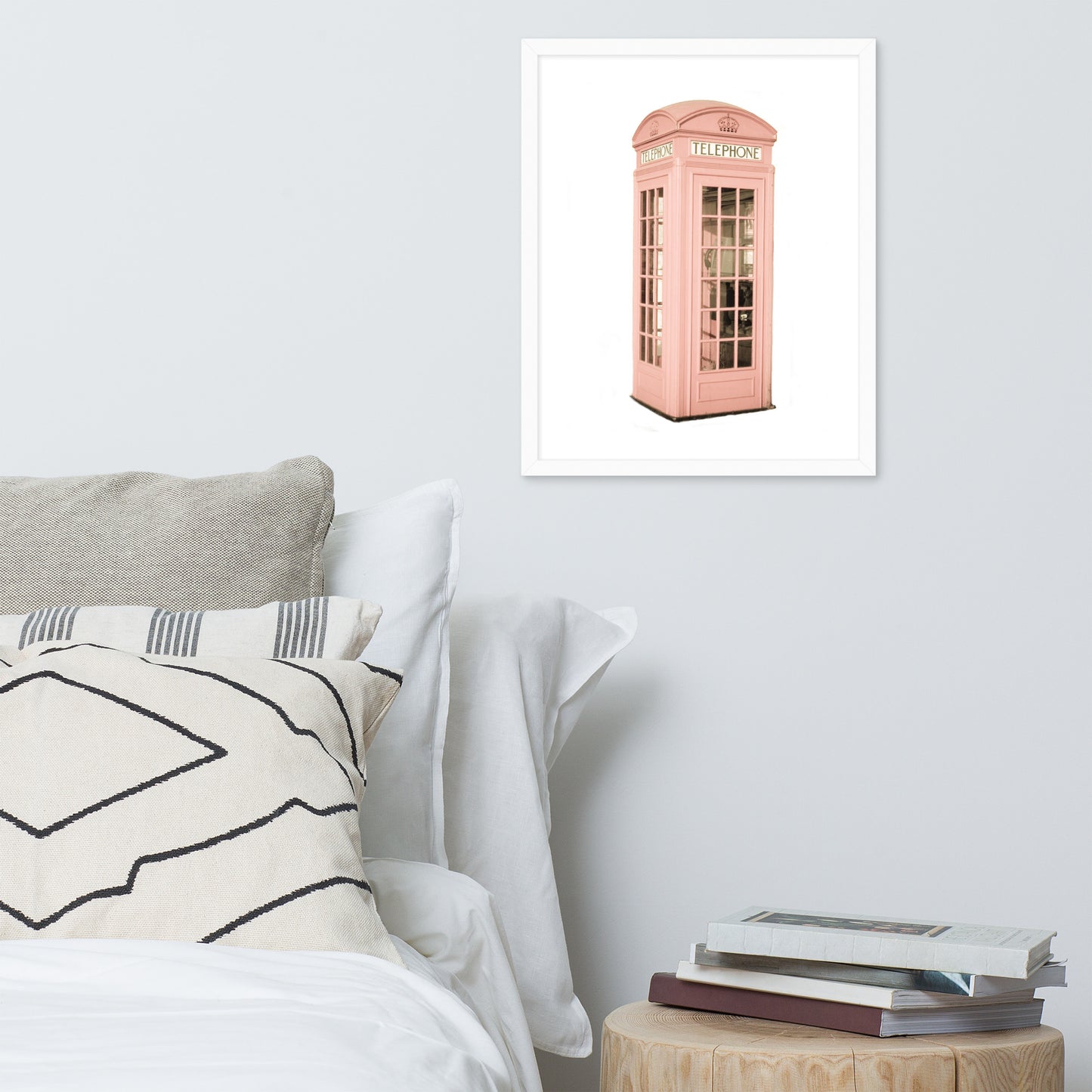 Pink Telephone Booth Framed Print