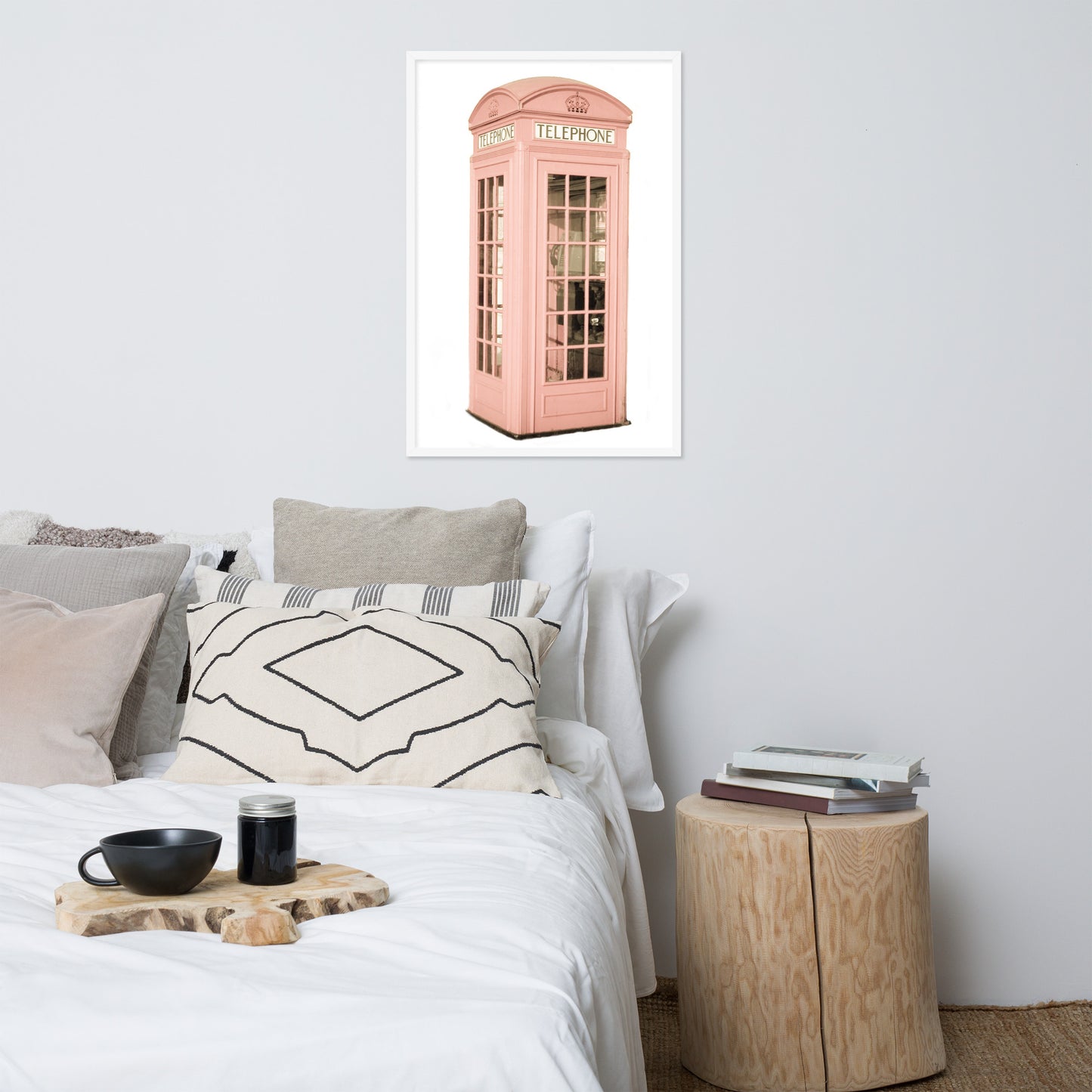 Pink Telephone Booth Framed Print