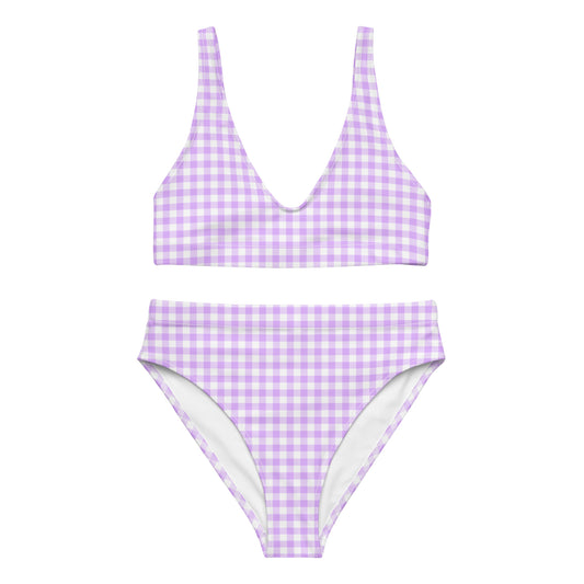 Lavender Gingham Two Piece Swimsuit