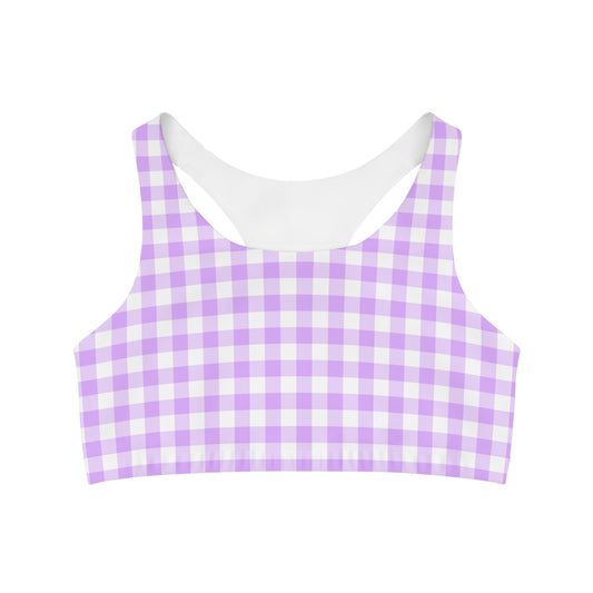 Lavender Gingham Sports Bra