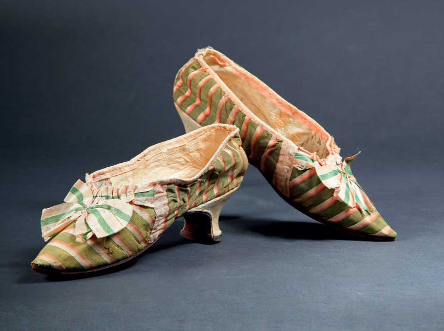 Pink and green striped shoes worn by Marie Antoinette