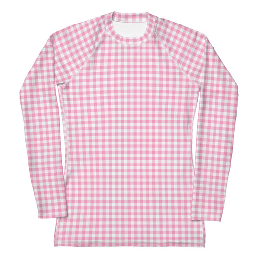 Pink Gingham Rash Guard Shirt