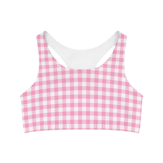 Pink Gingham Sports Bra