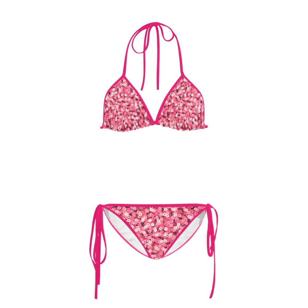Pink Sequin Printed Bikini