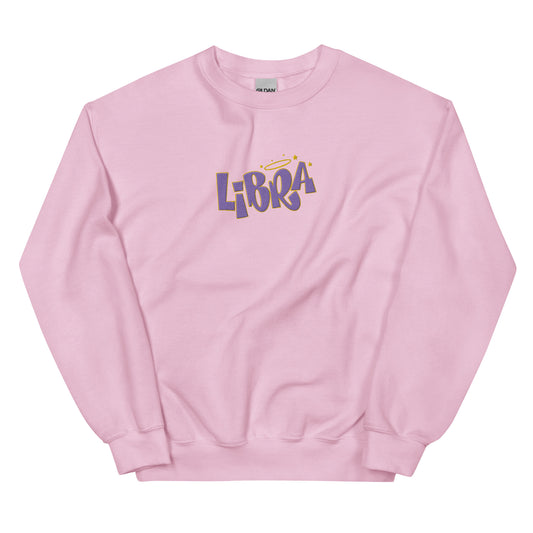 Libra Purple Text Embroidered Sweatshirt