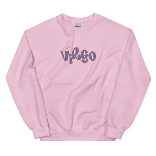 Virgo Purple Text Embroidered Sweatshirt