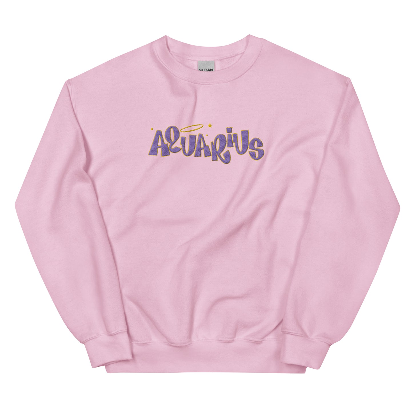 Aquarius Purple Text Embroidered Sweatshirt