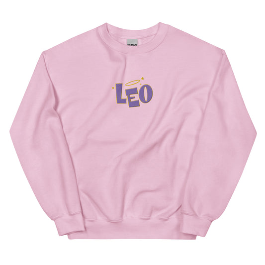 Leo Purple Text Embroidered Sweatshirt