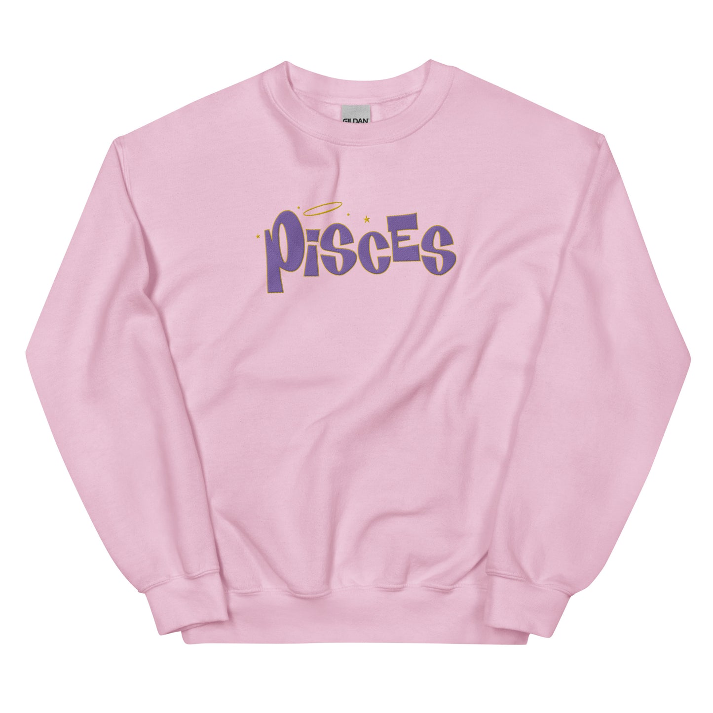Pisces Purple Text Embroidered Sweatshirt