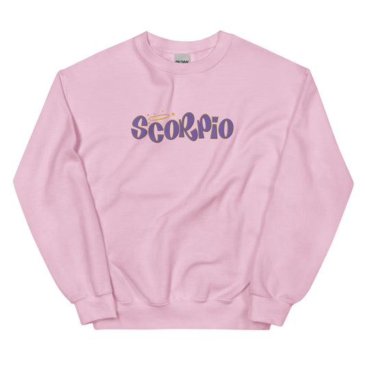 Scorpio Purple Text Embroidered Sweatshirt